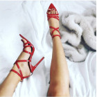 Pumps Pointed Open Toe High Heels Ankle Strap Women's Shoes