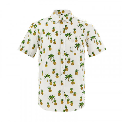 Rayon pineapple printed men’s fashion shirts short sleeve