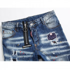 DS2Q Men’s slim elastic zipper maple leaf new jeans