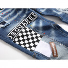 DS2Q Men’s slim elastic zipper maple leaf new jeans