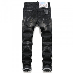 DS2Q Men’s Italian personality patch damage fashion jeans 